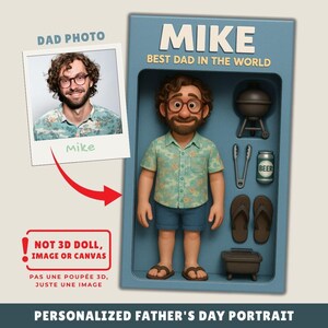 Custom Father's Day 3D Action Figure, Personalized Toy Box Dad Grandad Papa Action Figure Portrait, Fatther Day Gift Canvas or Digital File