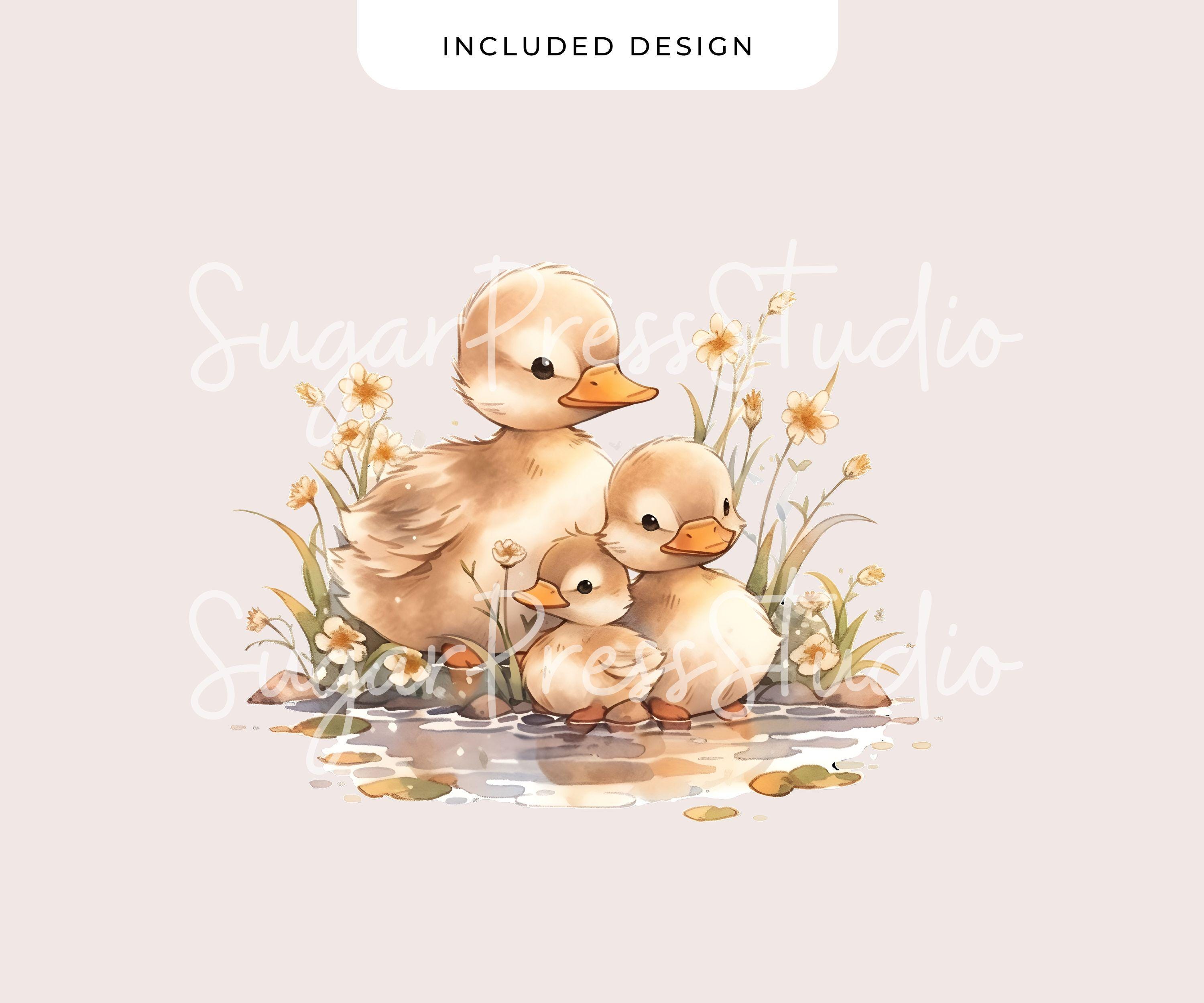 Cute Duck Family Clipart - Watercolor Kawaii Ducklings Baby Shower ...