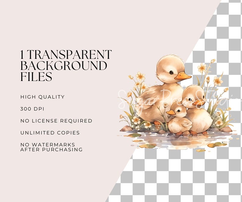 Cute Duck Family Clipart - Watercolor Kawaii Ducklings Baby Shower ...