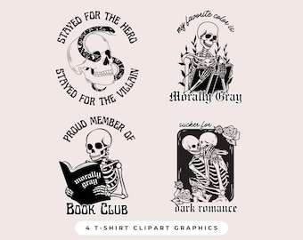 Dark Romance Book Club Clipart, Vintage Grungy Romance Novel Villain Graphic, Sublimation Design, Glass Jar Tumbler PNG, Tshirt Design