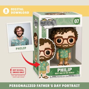 Custom Father's Day 3D Pop Portrait, Personalized Funko Toy Box Dad Grandad Papa Action Figure Portrait, Father Day Gift, DIGITAL FILE ONLY