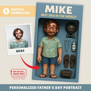 Custom Father's Day 3D Action Figure Portrait, Personalized Toy Box Dad Grandad Papa Action Figure Art, Father Day Gift, DIGITAL FILE ONLY