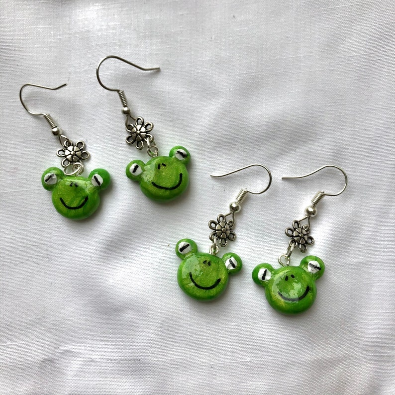 Polymer Clay Frog Earrings Etsy