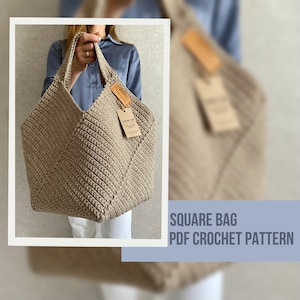 Crochet Tote Bag Pattern Reusable Grocery Bag, Tote Bag Crochet Pattern PDF Aesthetic Bag, Large Crochet Beach Bag image 10