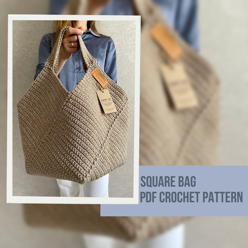 Crochet Tote Bag Pattern Reusable Grocery Bag, Tote Bag Crochet Pattern PDF Aesthetic Bag, Large Crochet Beach Bag image 10