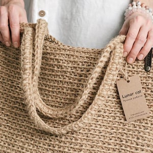 Bolso de mano de yute tejido a crochet: Bolso de playa XL-XXL, hecho a mano. imagen 11