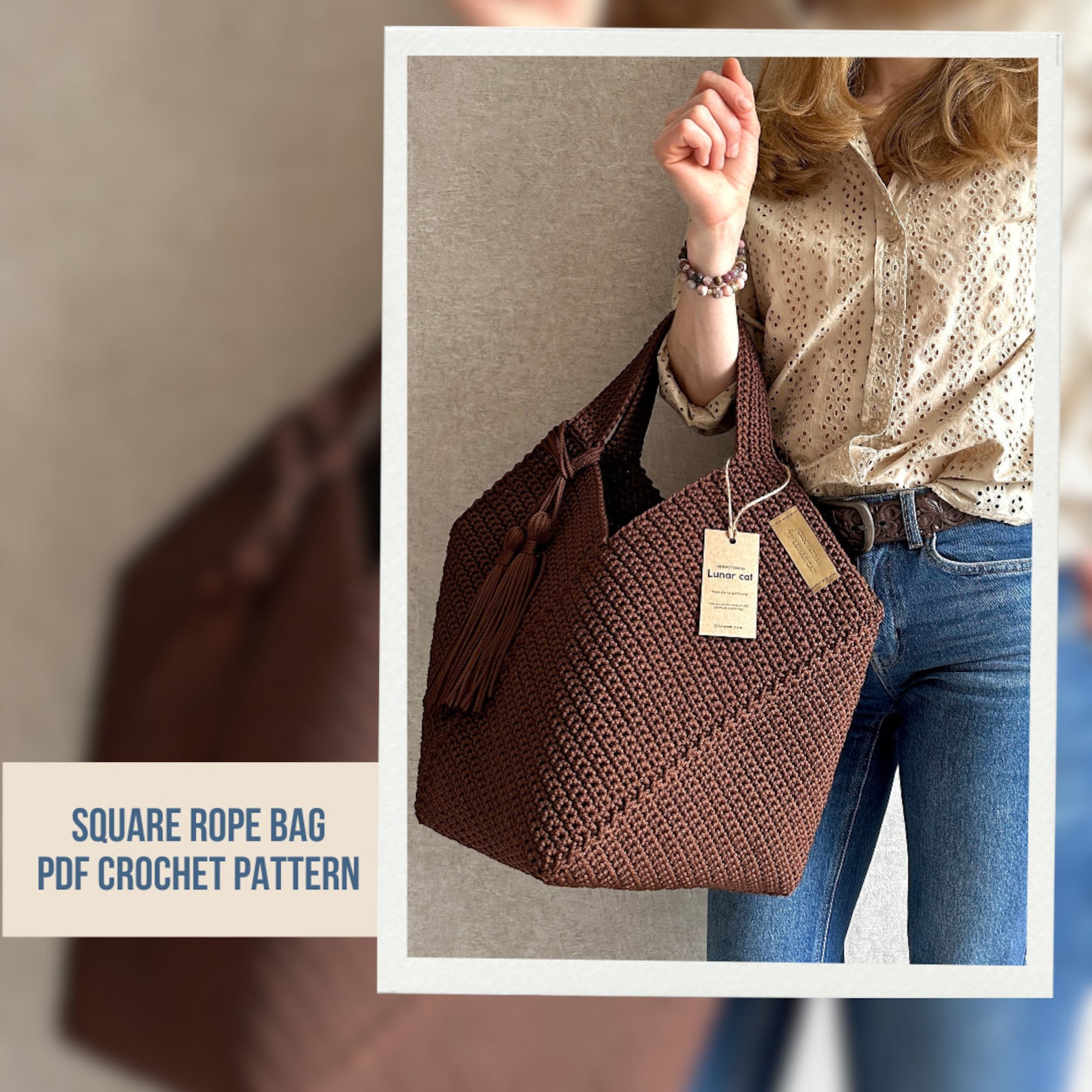 PDF PATTERN, Crochet Tote Bag Pattern, Crochet Square Bag, Granny Square Tote, Large Tote Bag