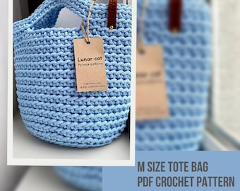 Crochet tote bag pattern reusable grocery bag, Crochet granny square round bag, Bag crochet pattern