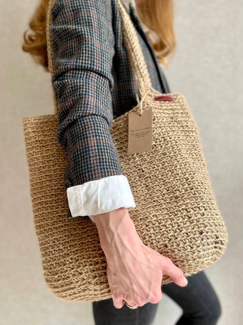 Bundle of Crochet Jute Tote Bag Patterns Natural Jute Rope Etsy