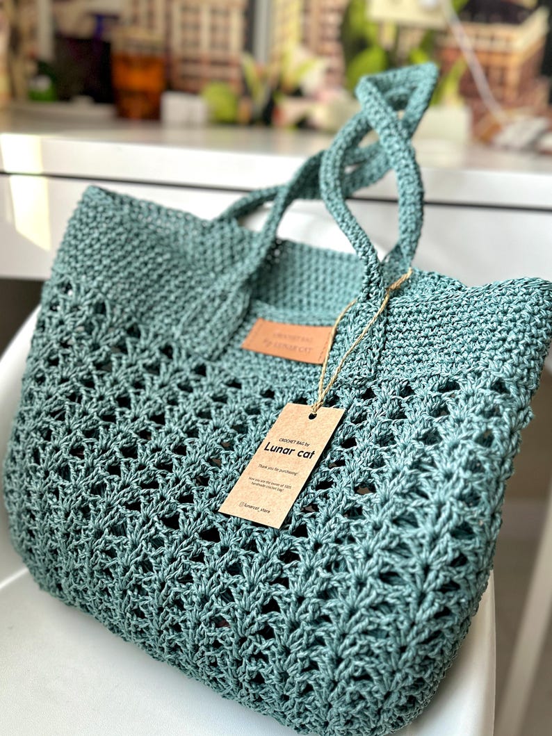 Bast Strandtasche häkeln: Wiederverwendbare Tragetasche (PDF-Muster) Bild 3