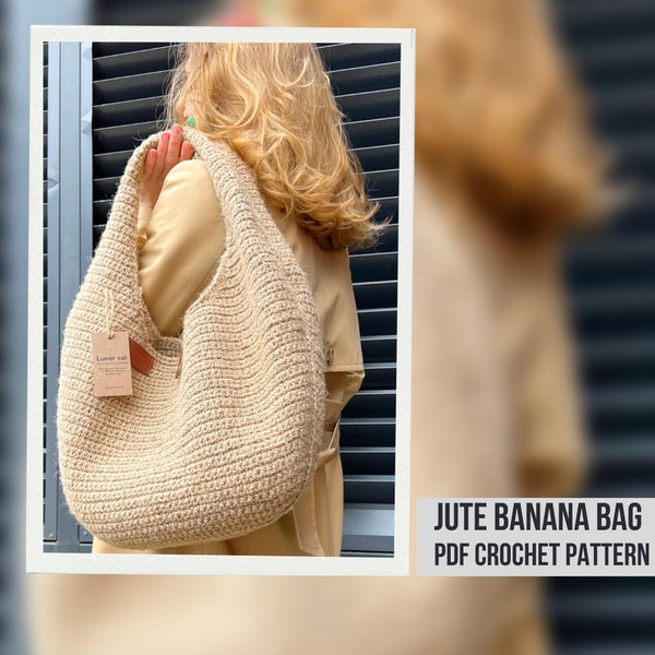 Crochet Jute Bag Pattern, Jute Tote Bag Crochet Pattern, Baguette Jute Bag Pattern