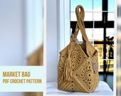 Crochet Tote Bag Pattern, Market Bag Crochet Tutorial (PDF)