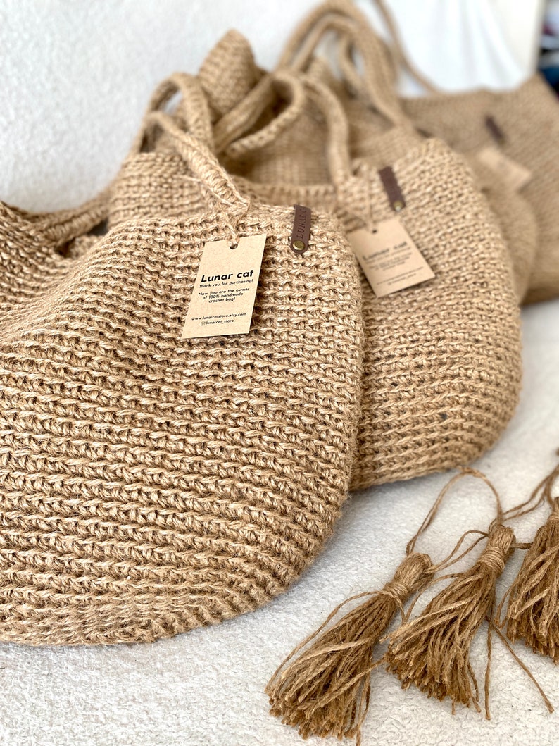 Crochet Jute Bag Pattern Reusable Grocery Bag Extra Large Etsy