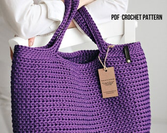 Patron de sac au crochet Sac de courses réutilisable, Sac week-end pour femme, Patron de sac au crochet PDF