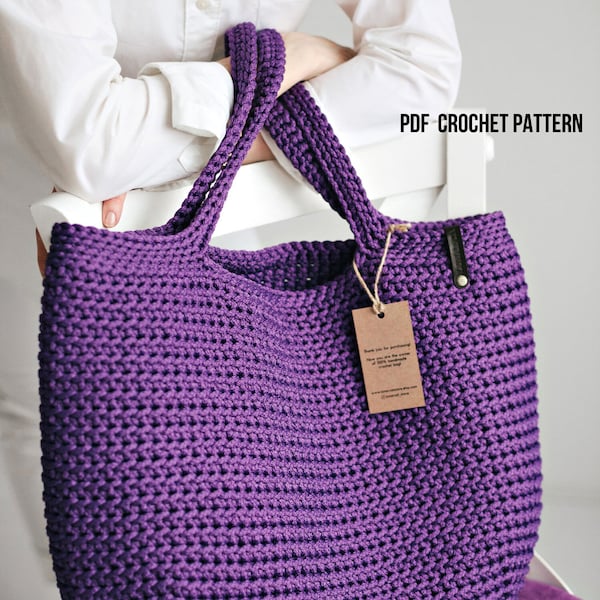 Patron de sac au crochet Sac de courses réutilisable, Sac week-end pour femme, Patron de sac au crochet PDF