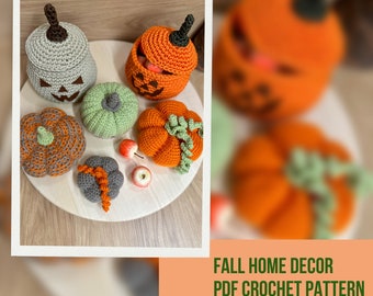 Fall Home Decor Crochet Pumpkin, Halloween Pumpkin Home Decor, Crochet Pumpkin Basket Pattern