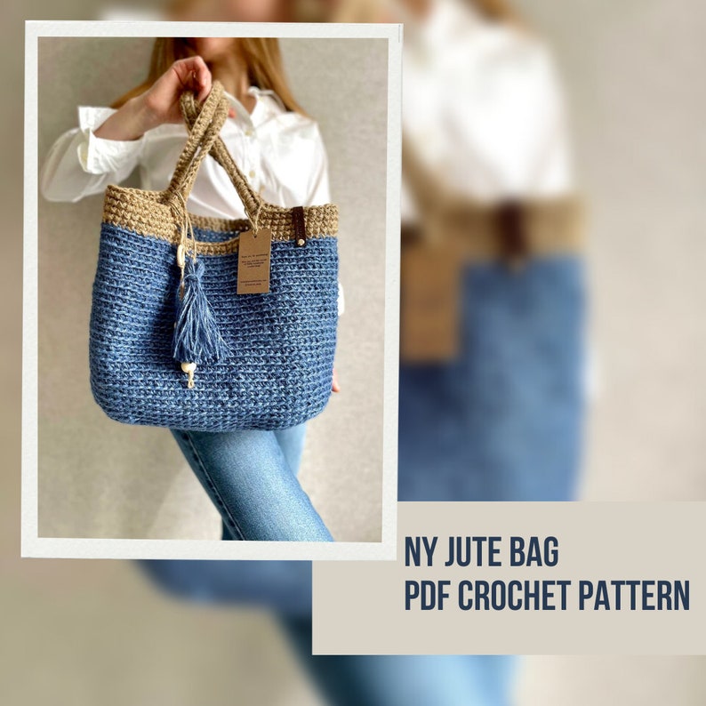 Crochet Jute Bag Pattern Reusable Grocery Bag Crochet Jute Etsy