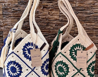 Anleitung auf Deutsch, Crochet Bag Pattern: MARKET TASCHE bicolor (PDF),