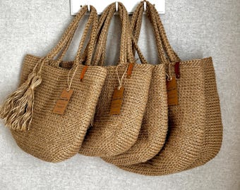 Crochet Jute Tote Bag: XL-XXL Beach Bag, Handmade