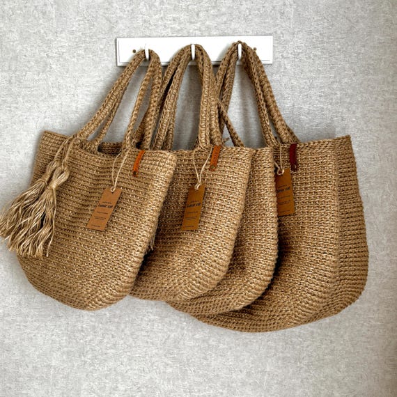 Crochet Jute Tote Bag: XL-XXL Beach Bag, Handmade