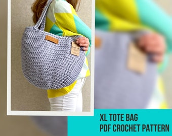 Crochet XL Tote Pattern, Reusable Grocery Bag (PDF Pattern)