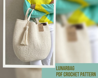 Crochet tote bag pattern large beach bag, Reusable grocery bag extra large bag beginners friendly crochet pattern