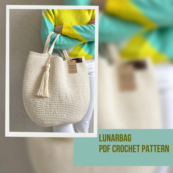 Crochet tote bag pattern large beach bag, Reusable grocery bag extra large bag beginners friendly crochet pattern