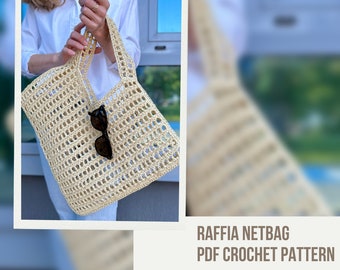 Crochet Raffia Net Bag Pattern: Beach Tote (PDF Pattern)