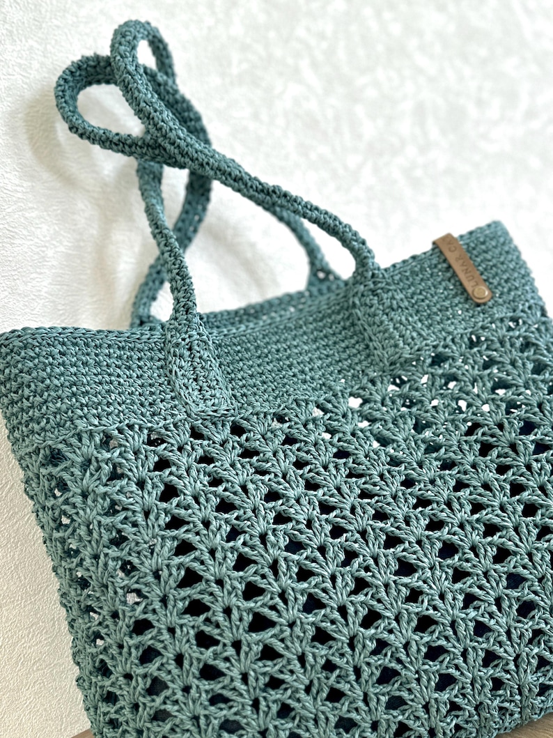 Bast Strandtasche häkeln: Wiederverwendbare Tragetasche (PDF-Muster) Bild 6