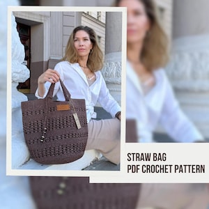 PDF Häkelanleitung, Häkelanleitung Strohtasche, Raffia Strandtasche Häkelanleitung, Strohtasche Häkelanleitung