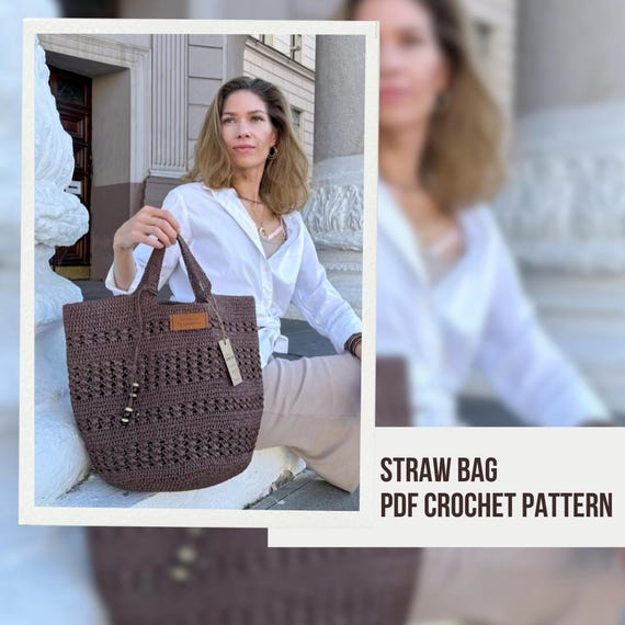 Crochet Raffia Beach Bag Pattern (PDF), Straw Purse DIY