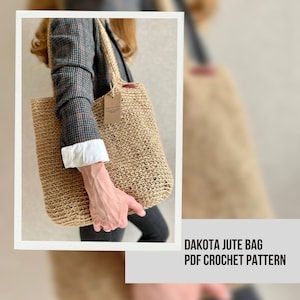 Crochet Jute Bag Pattern Reusable Grocery Bag, Crochet Large Tote Bag Pattern, Reusable Grocery Bag, Market Bag