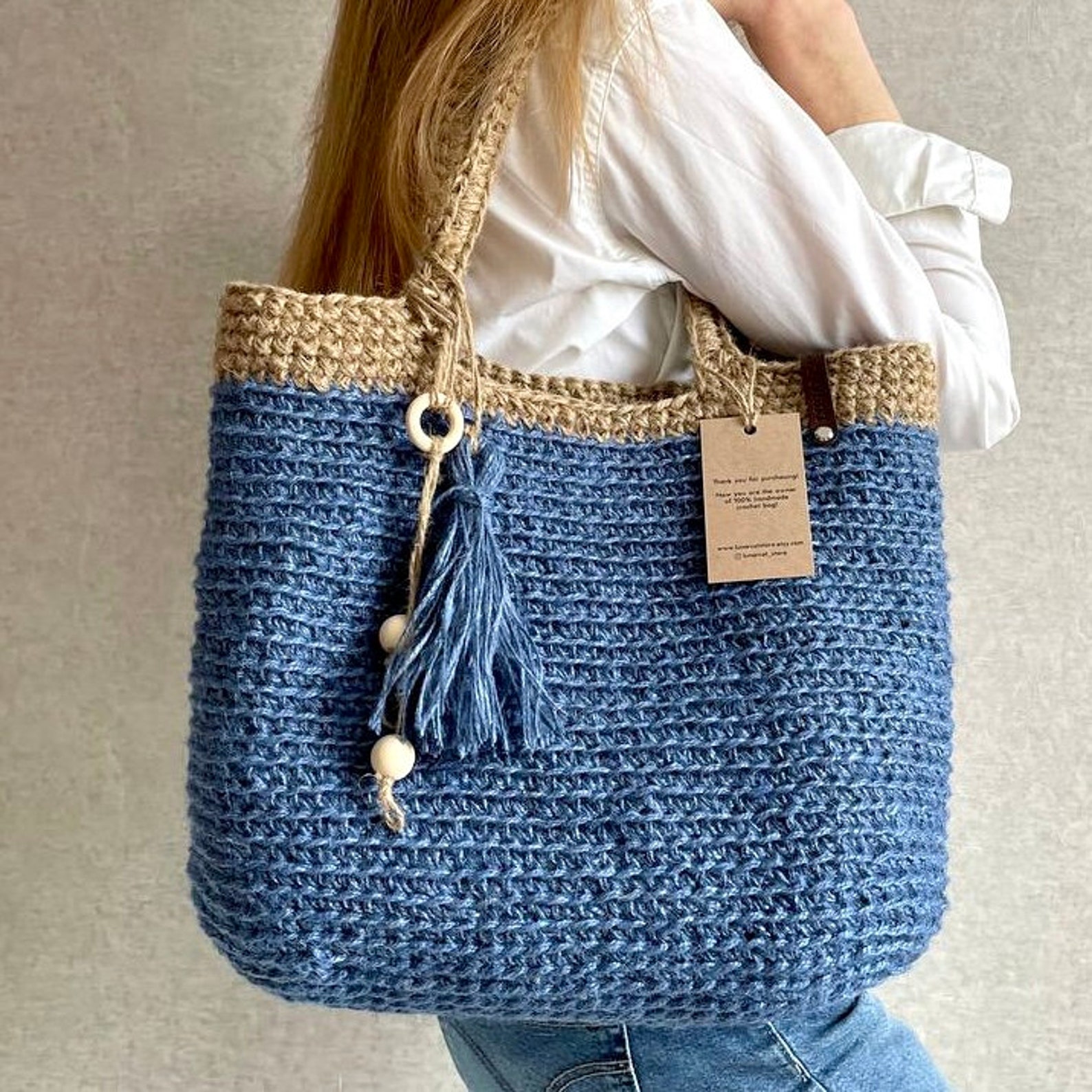 Crochet Jute Bag Pattern Reusable Grocery Bag Crochet Jute - Etsy
