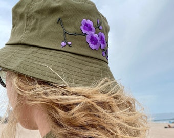 Bucket Hat With Patches, Bee Patches Bucket Hat, Military Bucket Hat, Wide Brim Bucket Hats