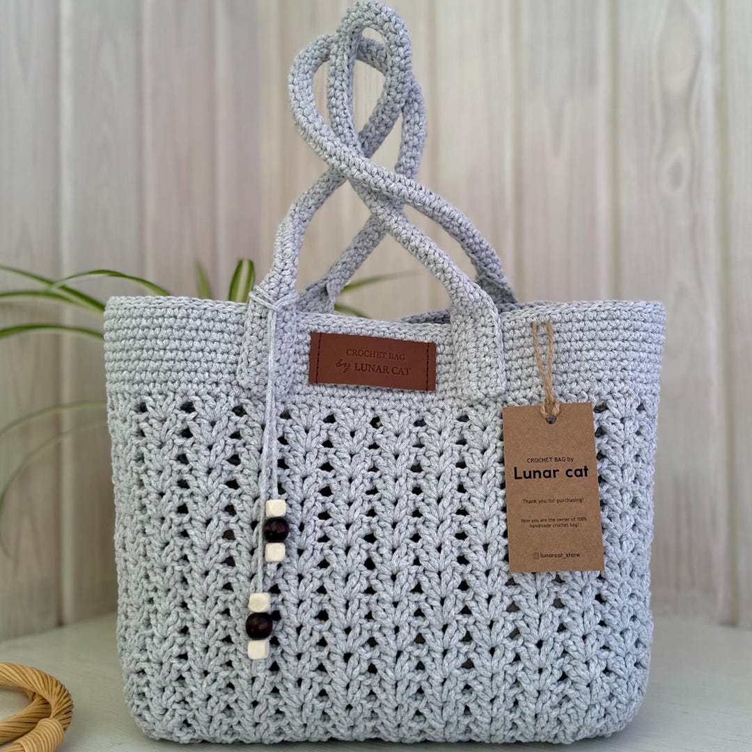 CROCHET TOTE BAG 38 IN MULTICOLORED WOVEN RAFFIA