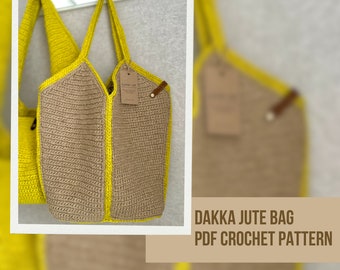 Crochet Bag Pattern, Jute Dakka Bag Crochet Pattern, Crochet Reusable Market Bag, Jute Bag Crochet Pattern