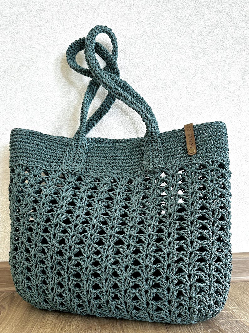 Bast Strandtasche häkeln: Wiederverwendbare Tragetasche (PDF-Muster) Bild 8