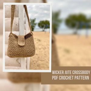 Gehäkelte Jute Crossbody Bag Pattern, Easy Pattern Crochet Wicker Crossbody Messenger Bag, Crossbody Bag Woman