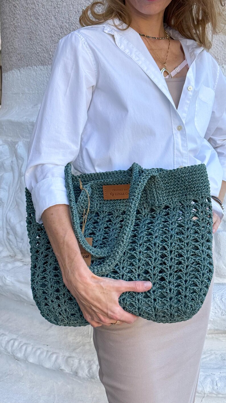 Bast Strandtasche häkeln: Wiederverwendbare Tragetasche (PDF-Muster) Bild 5