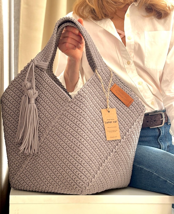 Anleitung auf Deutsch, Crochet Bag Pattern: QUADRATISCHE TASCHE (PDF),