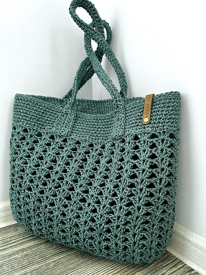 Bast Strandtasche häkeln: Wiederverwendbare Tragetasche (PDF-Muster) Bild 7