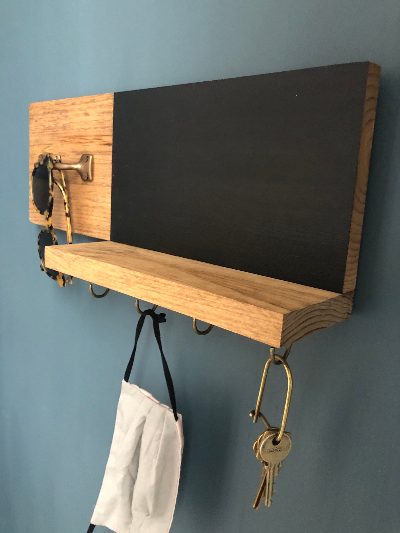 Entryway Organizer / Chalkboard / Rustic Key Rack / Floating Etsy