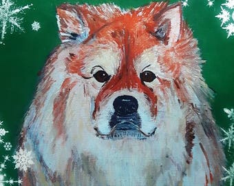 Chow Chow dog Christmas greeting card, holiday, winter card