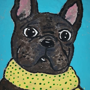 Bouledogue français avec écharpe - Carte de voeux, carte de Noël