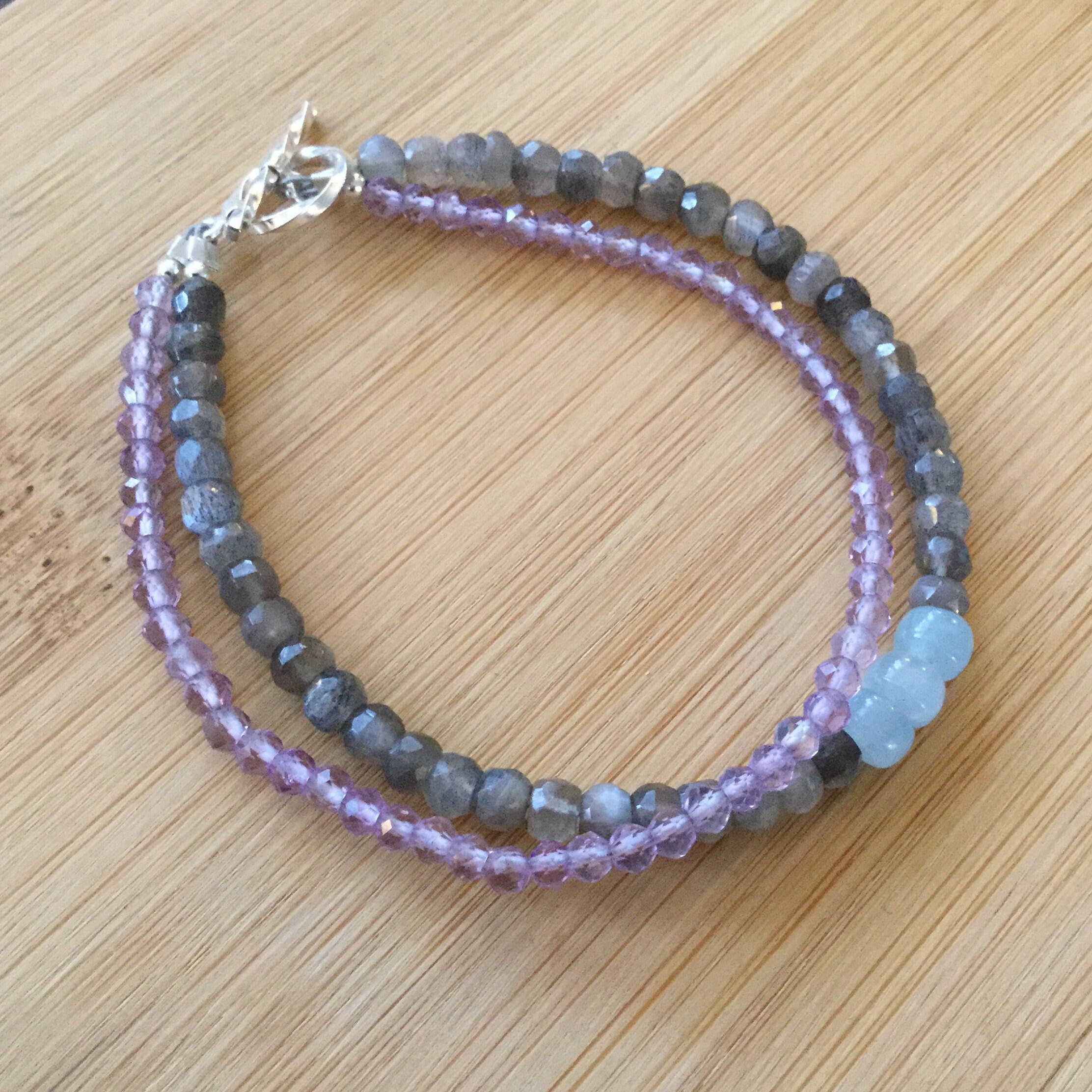Download Multi Strand Moonstone and Amethyst Bracelet Sterling Silver | Etsy