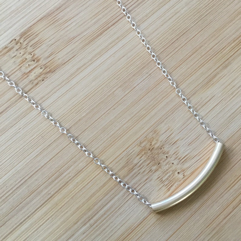 Minimalist Mixed Metal Choker Sterling Silver Chain 14K Gold Filled Tube Necklace Layering Necklace Mixed Metal Tube Necklace
