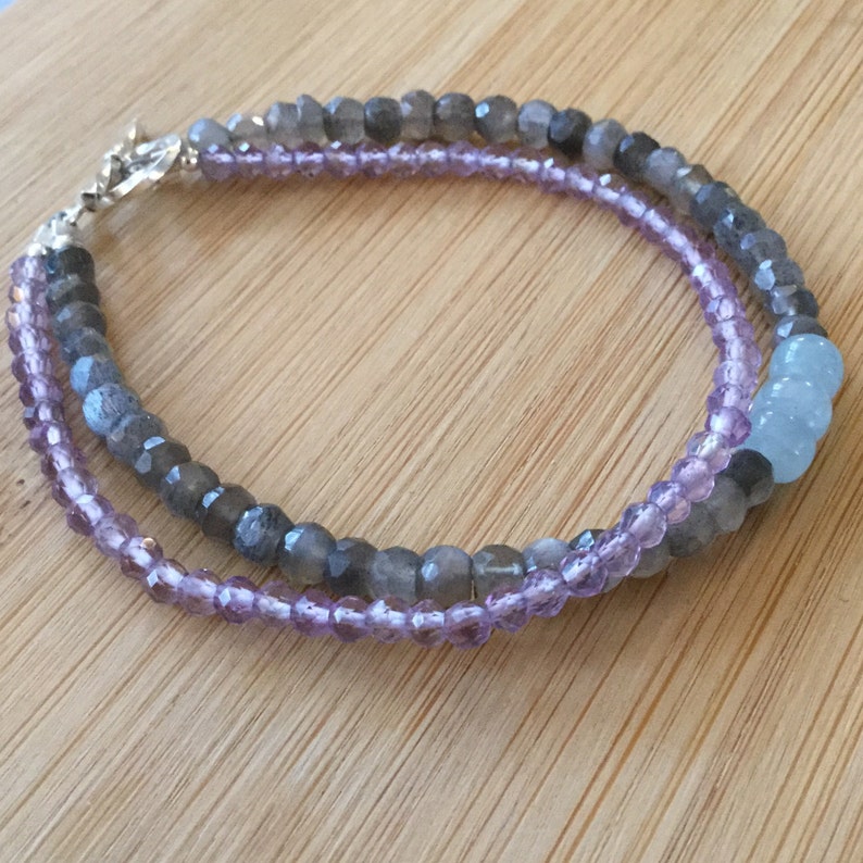 Download Multi Strand Moonstone and Amethyst Bracelet Sterling Silver | Etsy
