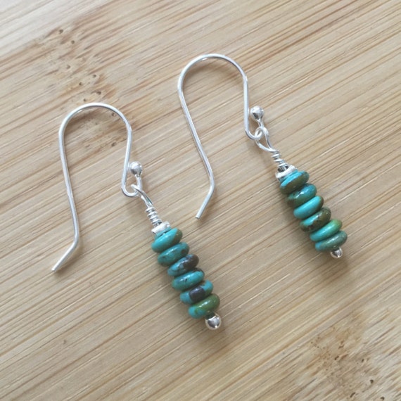 Turquoise Stack Earrings Sterling Silver and Turquoise | Etsy
