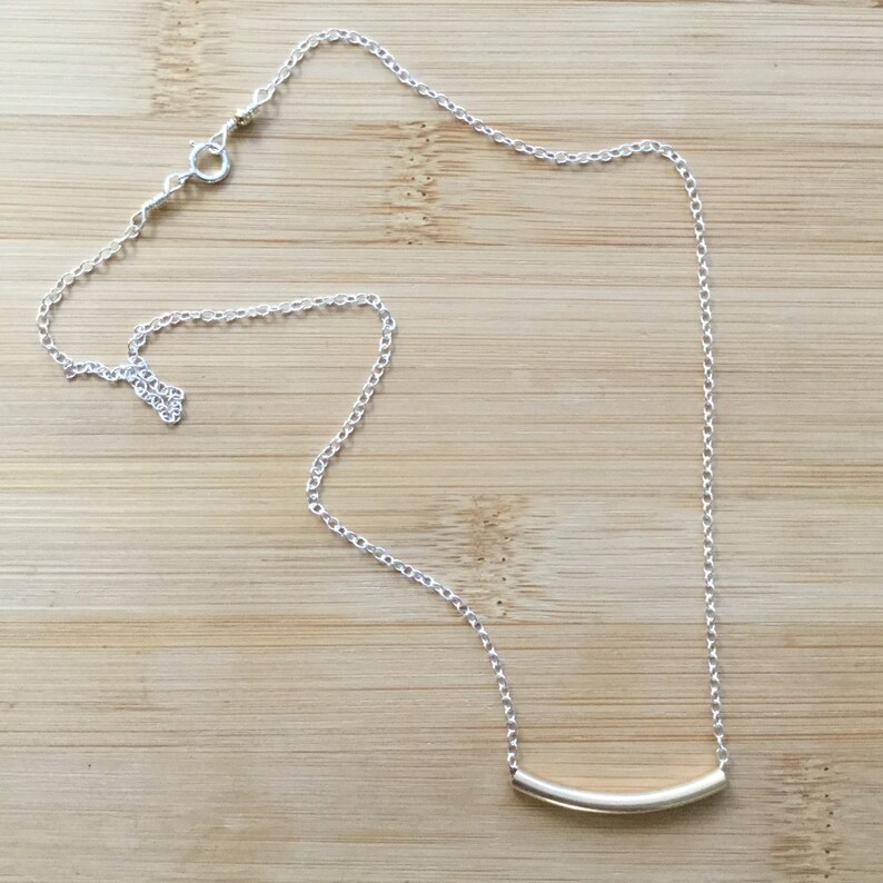 Minimalist Mixed Metal Choker Sterling Silver Chain 14K Gold Filled Tube Necklace Layering Necklace Mixed Metal Tube Necklace