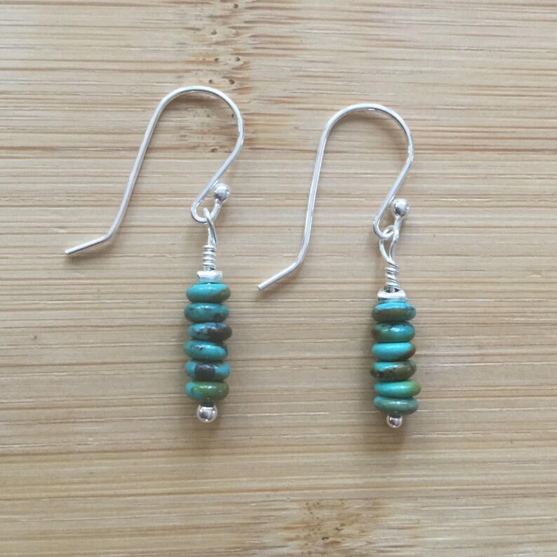 Turquoise Stack Earrings Sterling Silver and Turquoise | Etsy